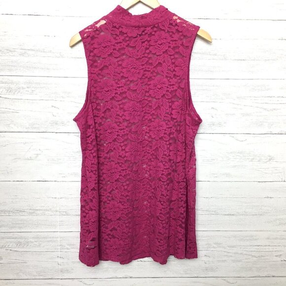 NEW Torrid Women's Pink Lace Top Mock Neck Sleeveless Sheer Blouse size 3X - Picture 8 of 9
